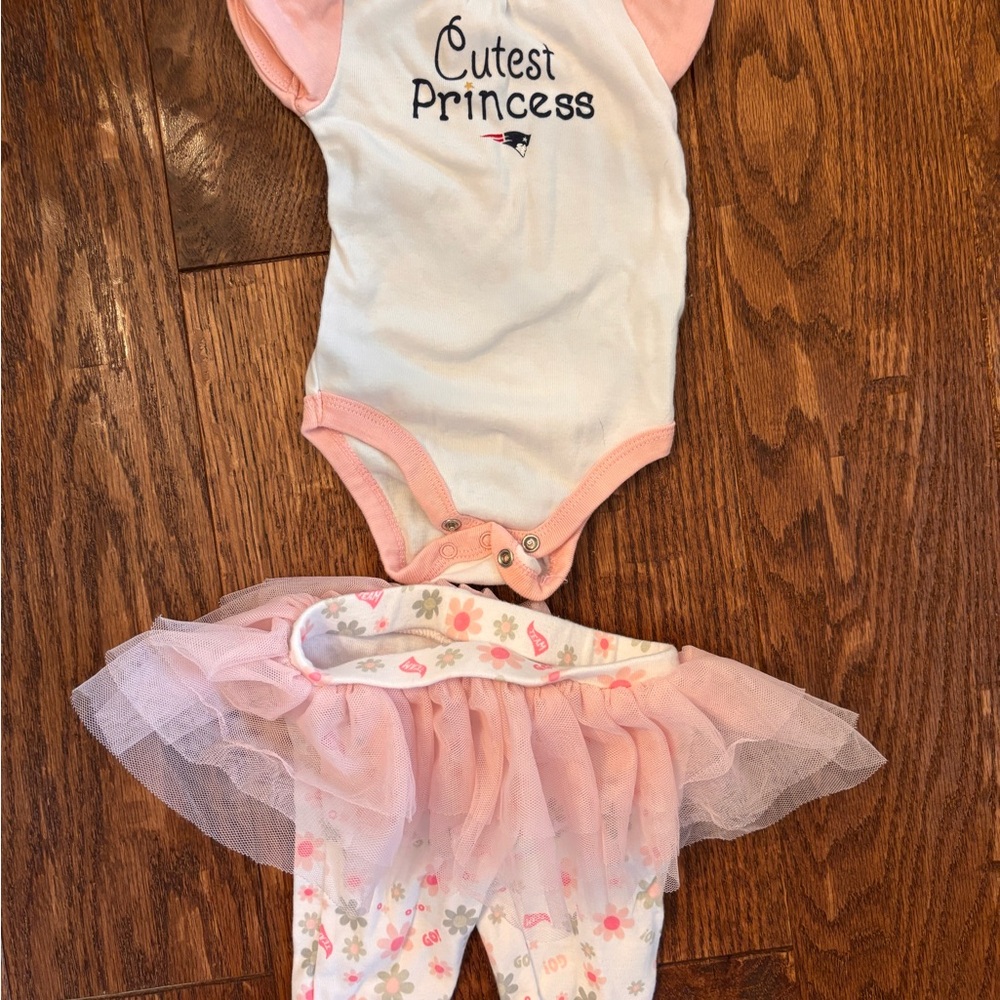 NFL Patriots Baby Pink and White Onesie